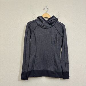 LULULEMON Think Fast Hoodie Gray Herringbone Workout Jogging Activewear